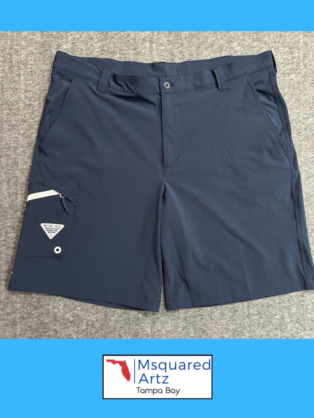 Columbia PFG Omni Shield Fishing Shorts Navy Blue Size 40 Performance Stretch
